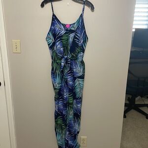 EUC Caroline Hill Palm Print Romper Jumpsuit